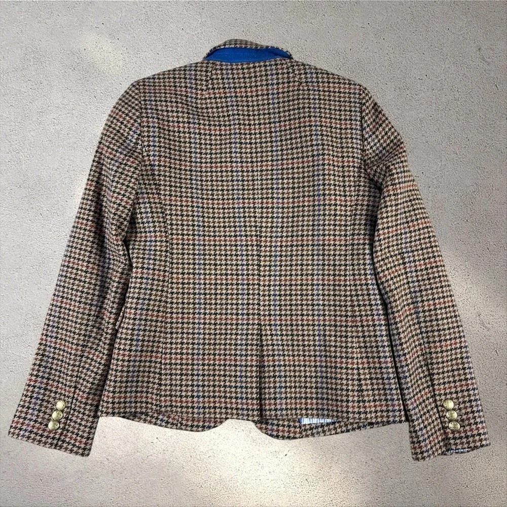 J.Crew Schoolboy Brown Houndstooth Wool Blend‎ Blazer Jacket BA906 Size 4